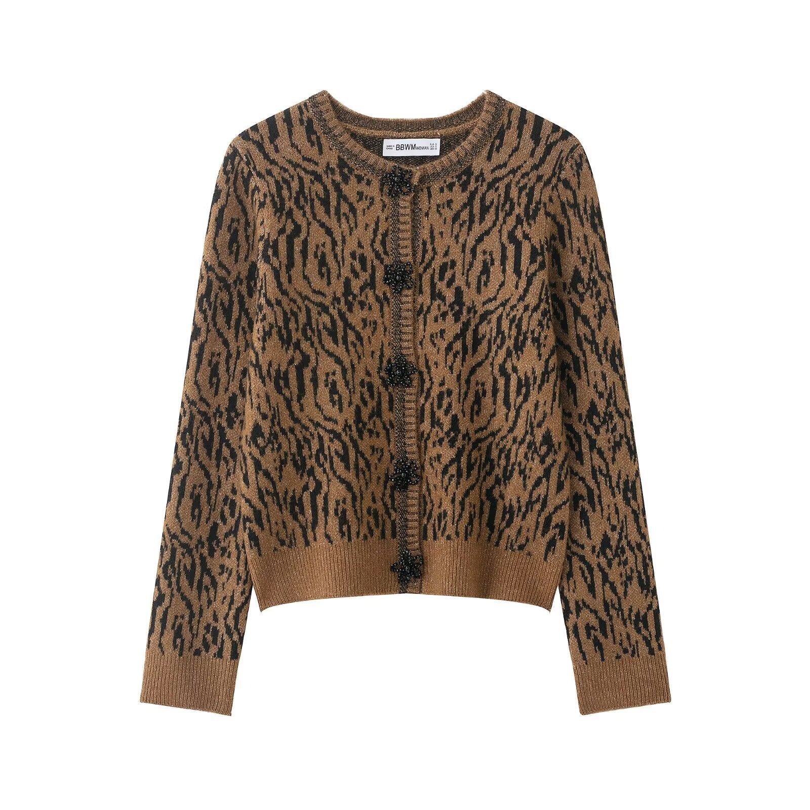 Animal jacquard knitted jacket