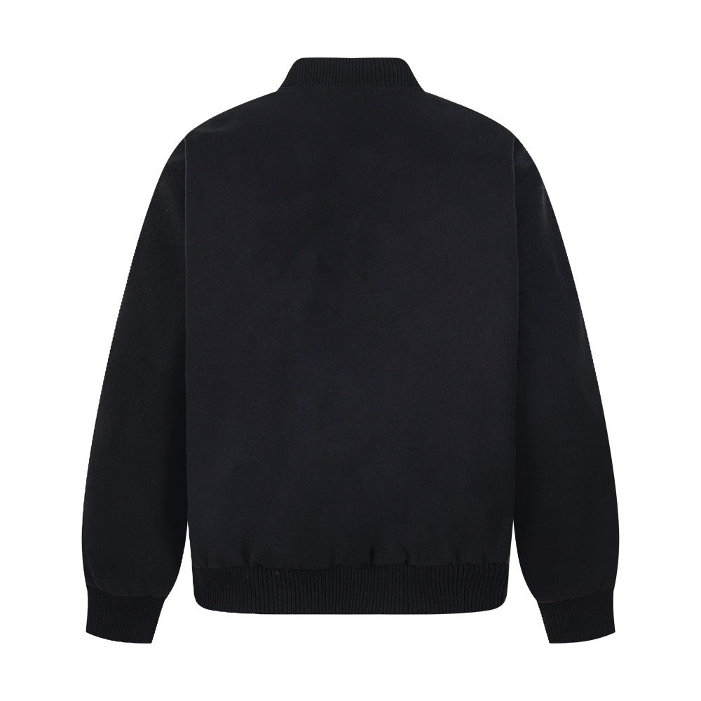 Alphabet sticker embroidered baseball jacket