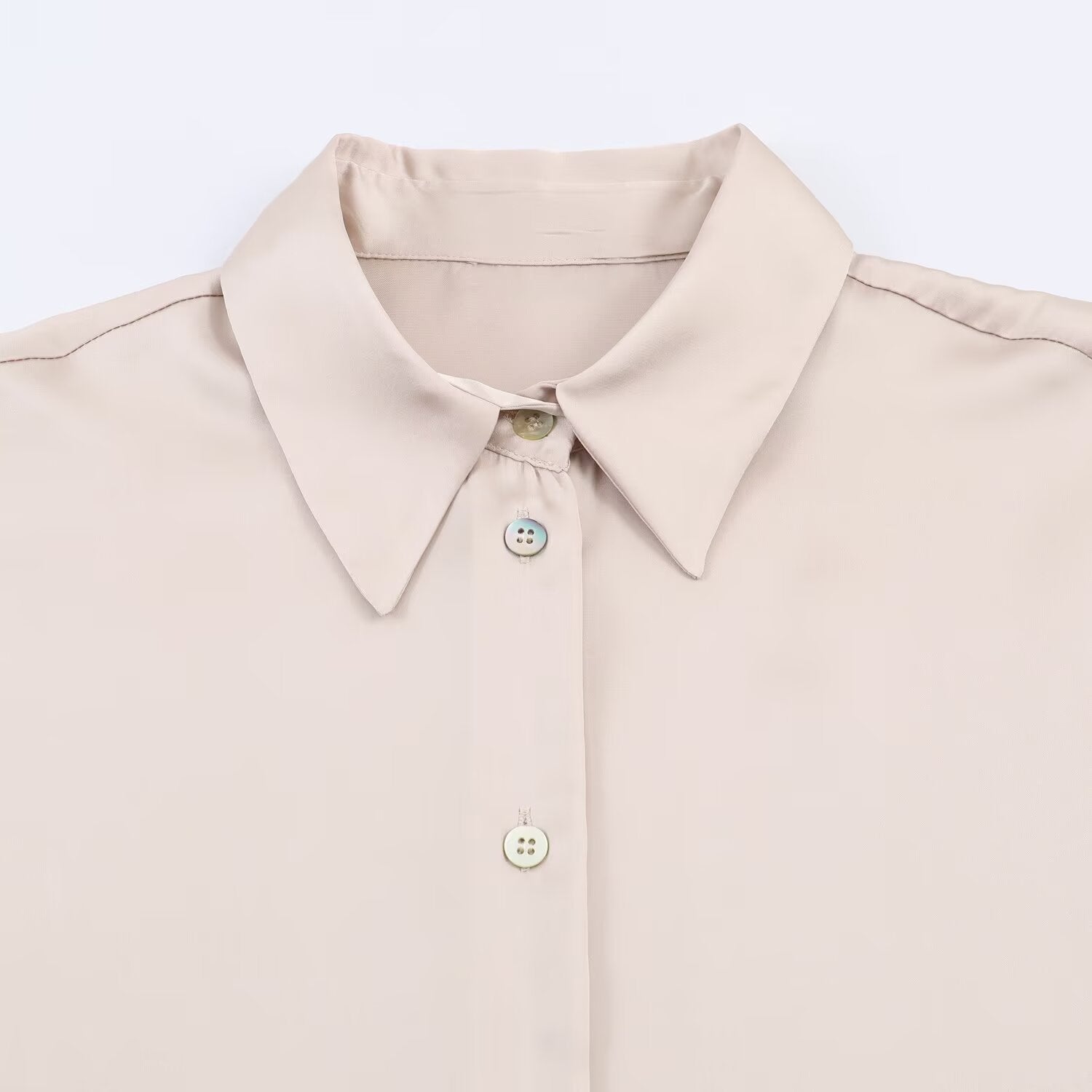 Asymmetric silk texture hem shirt