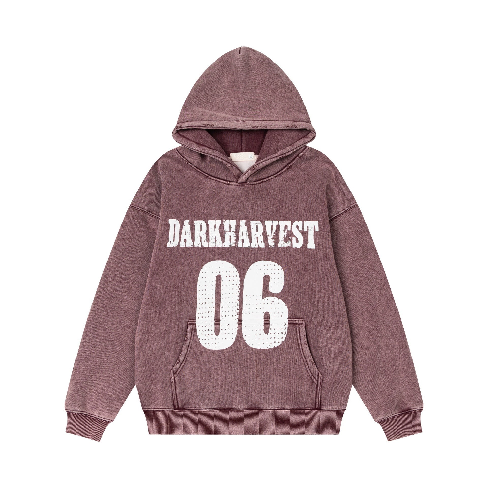 Washed printed hooded fleece hoodie