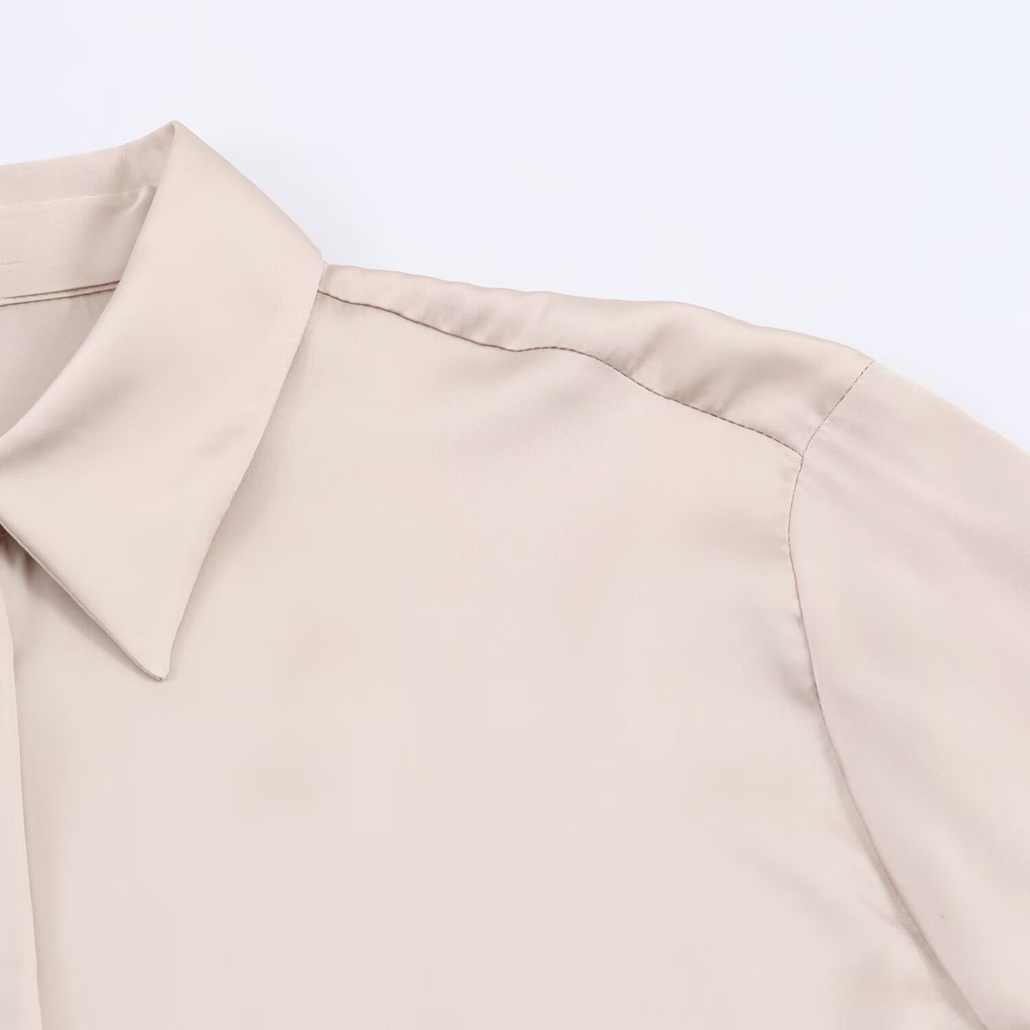 Asymmetric silk texture hem shirt