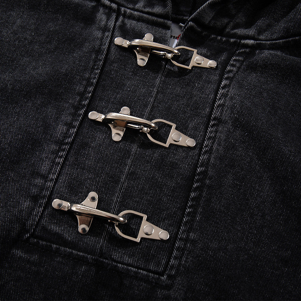 Hooded denim sweatshirt