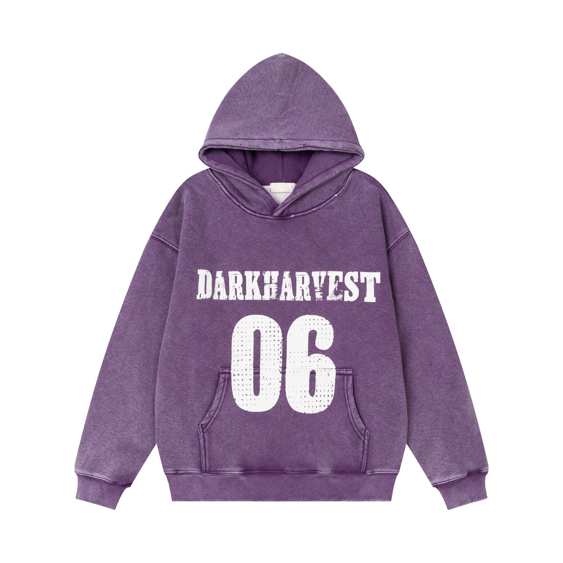 Washed printed hooded fleece hoodie