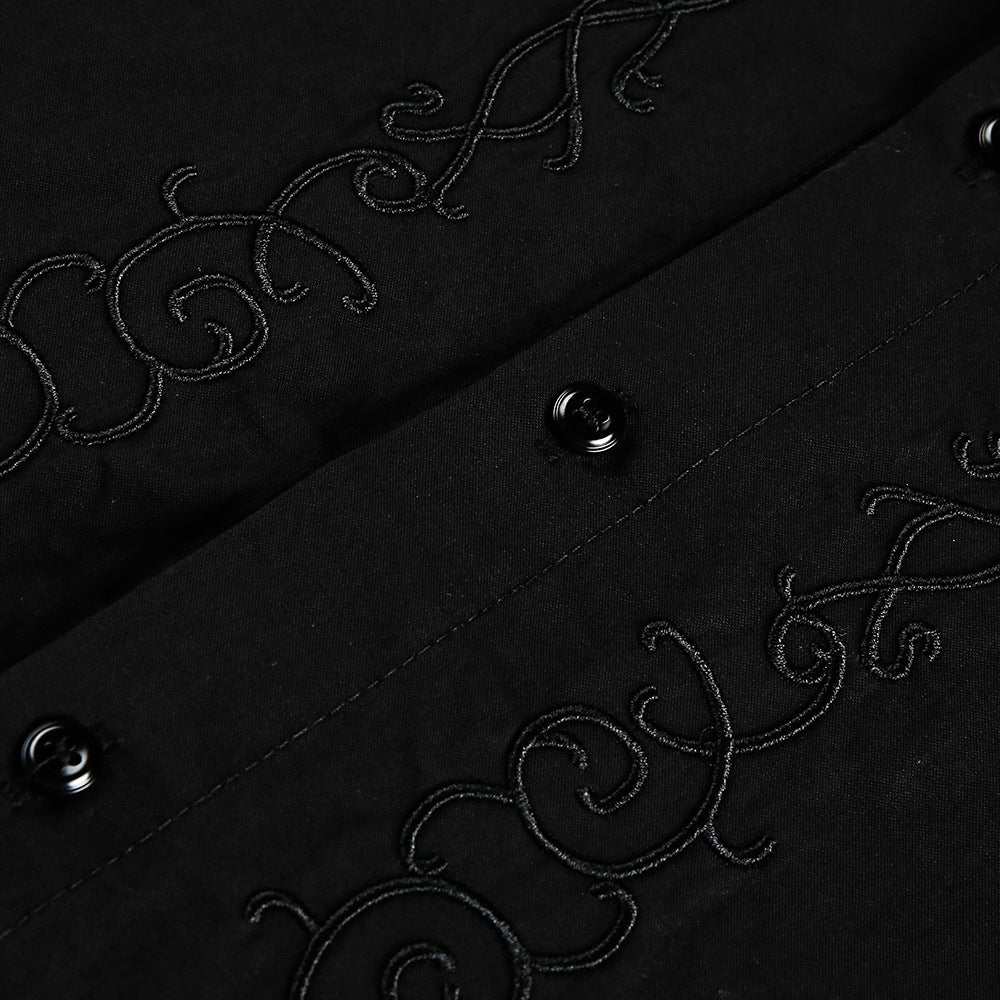 Dark embroidered long sleeved shirt
