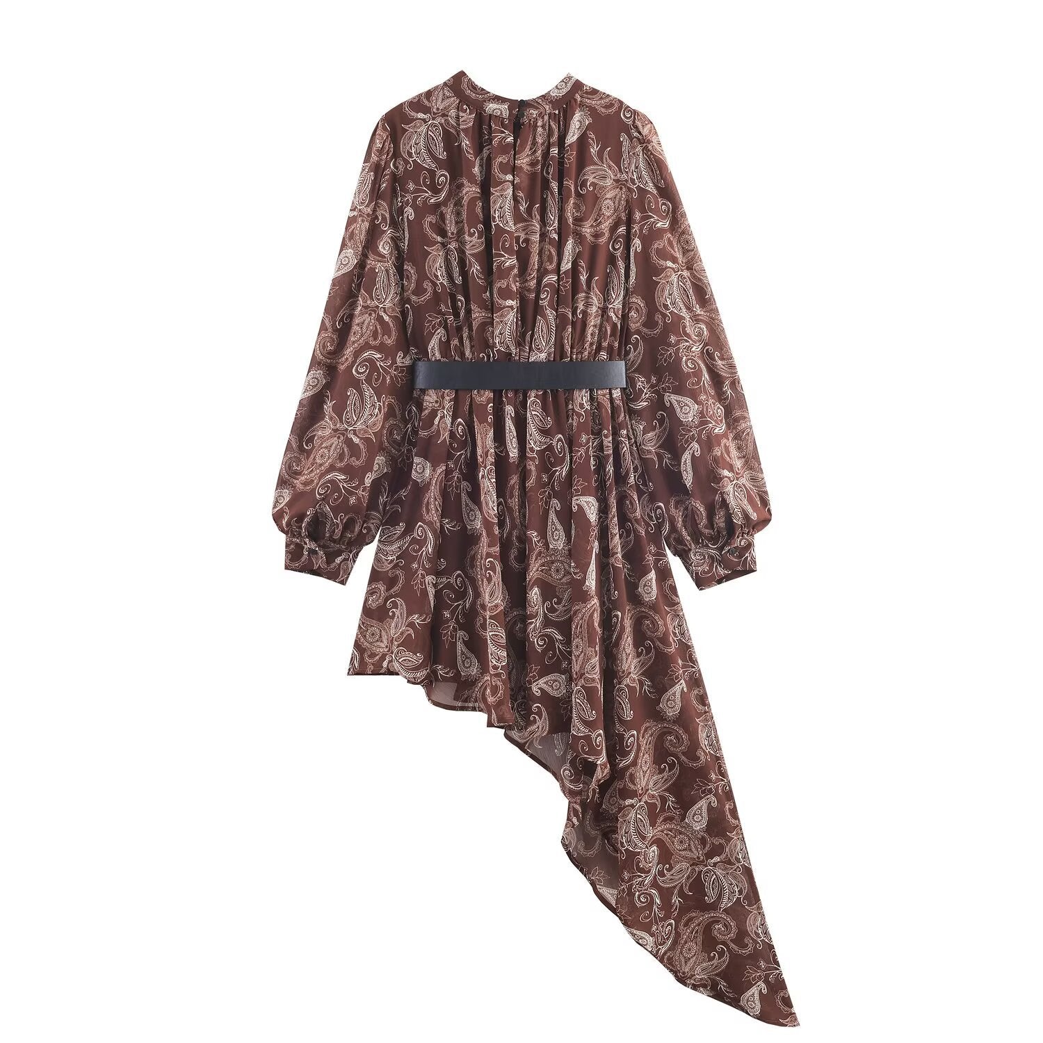Bohemian Print Irregular Waist-Cinched Dress for Women