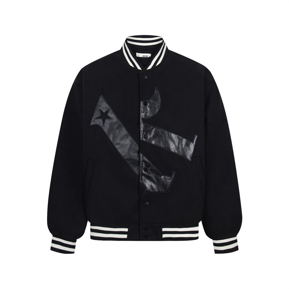 Alphabet sticker embroidered baseball jersey