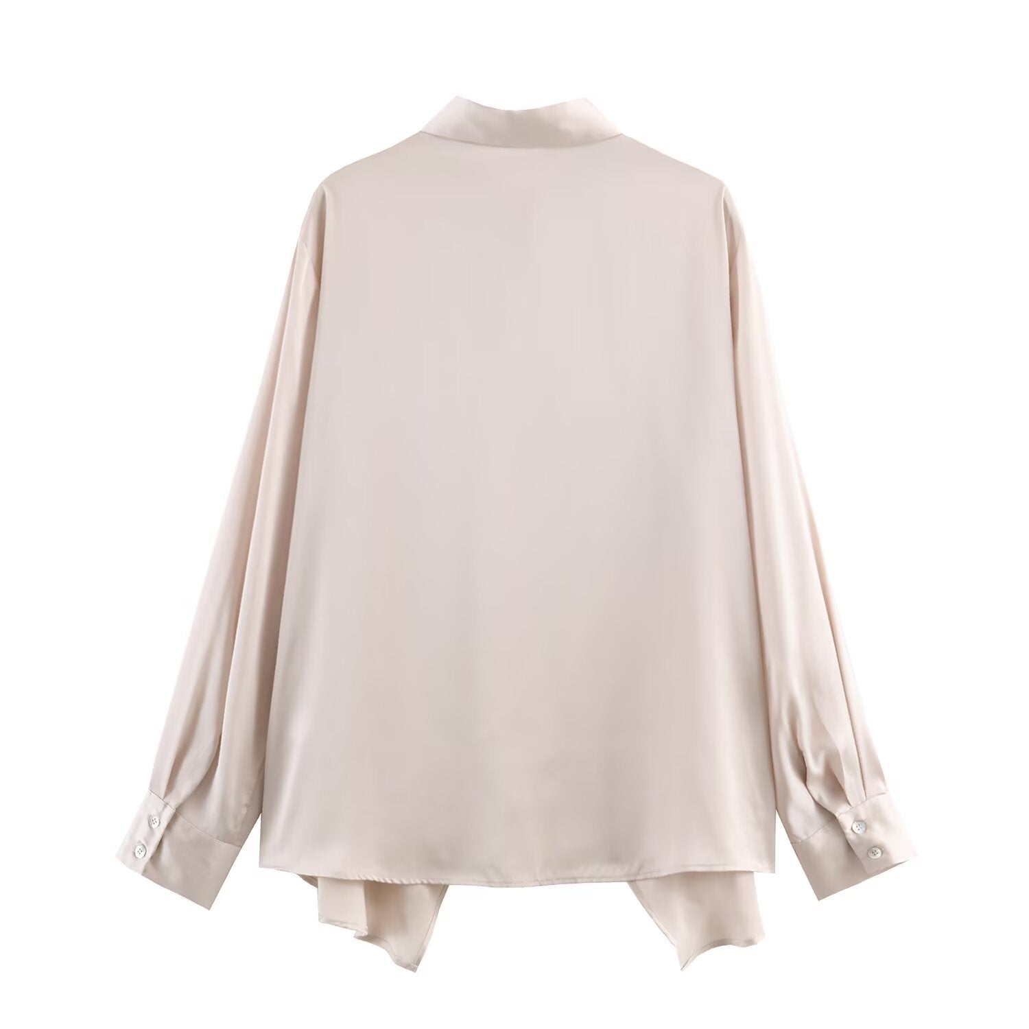 Asymmetric silk texture hem shirt