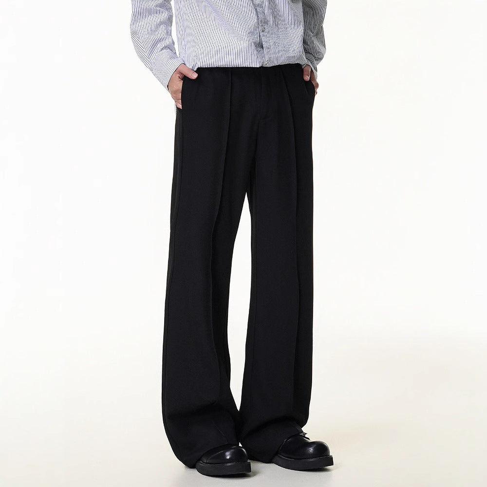 Black High-End Drape High-Waist Trousers for Men and Women