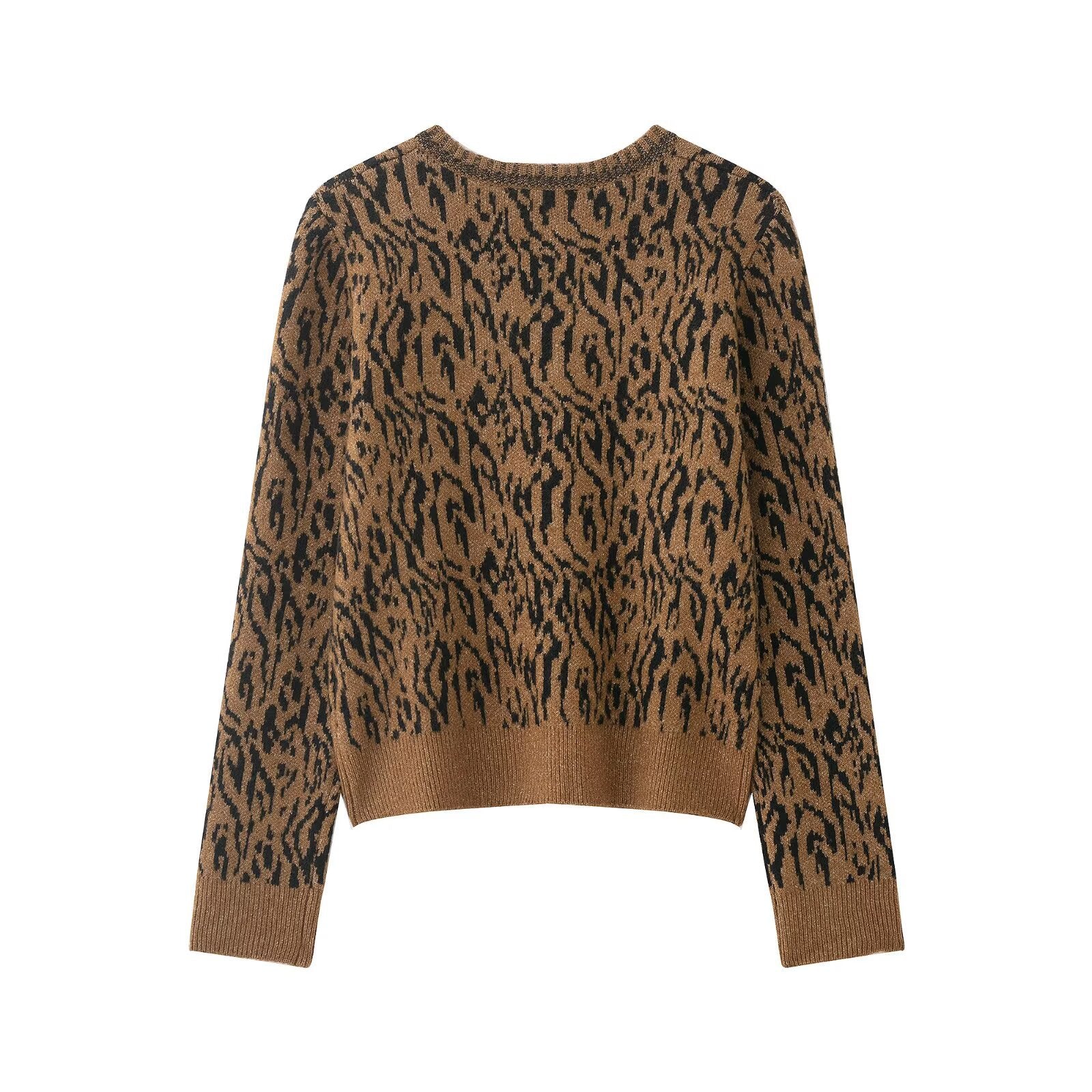 Animal jacquard knitted jacket