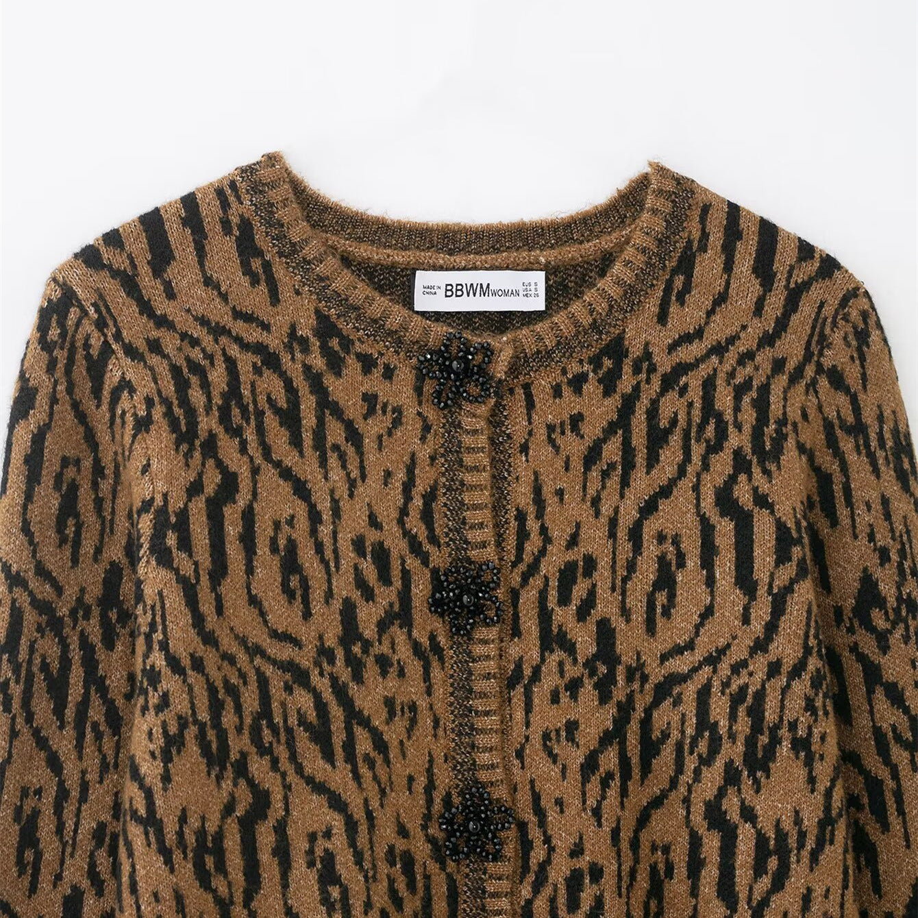 Animal jacquard knitted jacket
