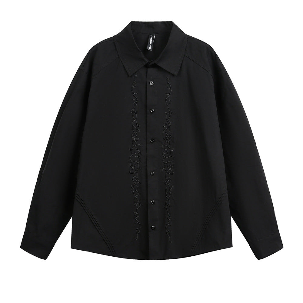 Dark embroidered long sleeved shirt
