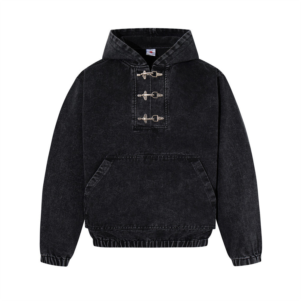 Hooded denim sweatshirt