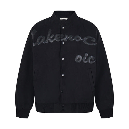 Alphabet sticker embroidered baseball jacket