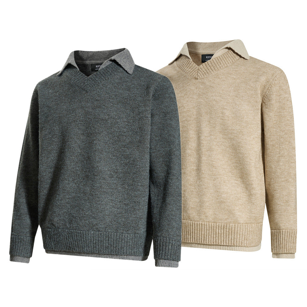 Fake two lapel sweaters