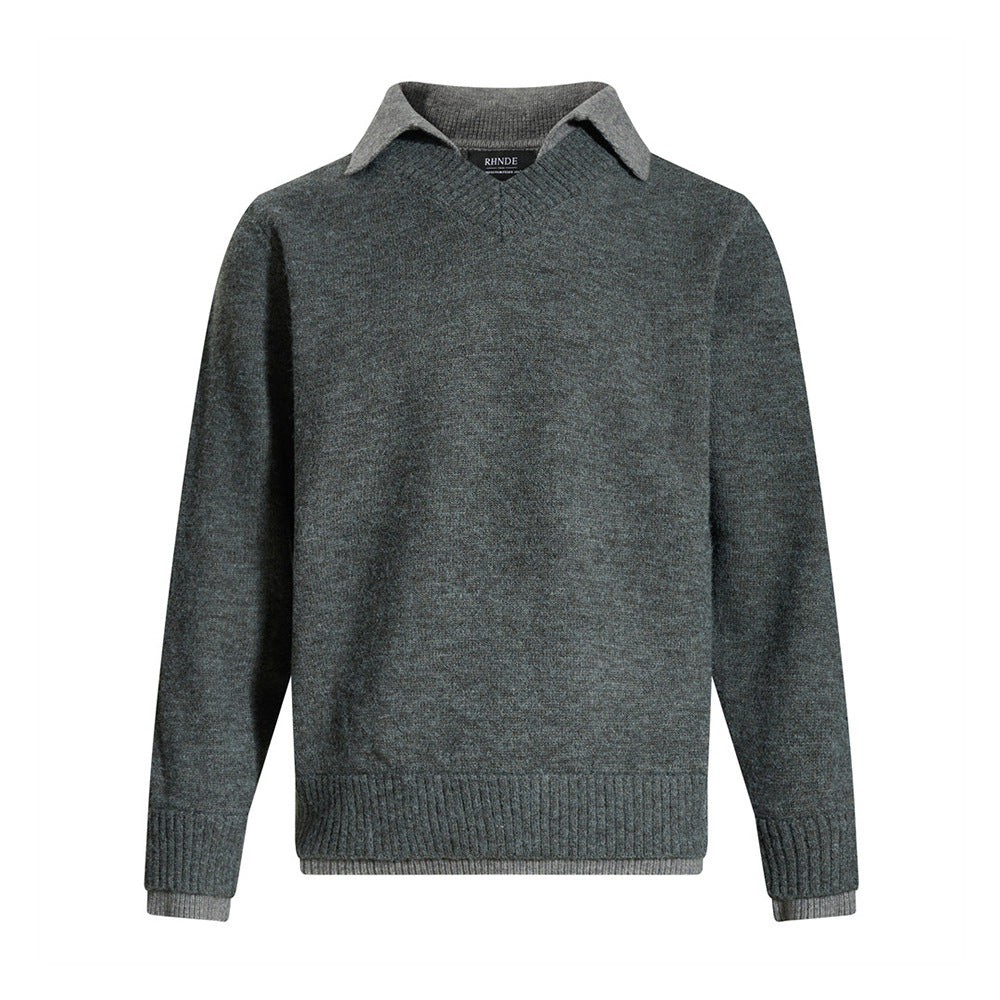 Fake two lapel sweaters