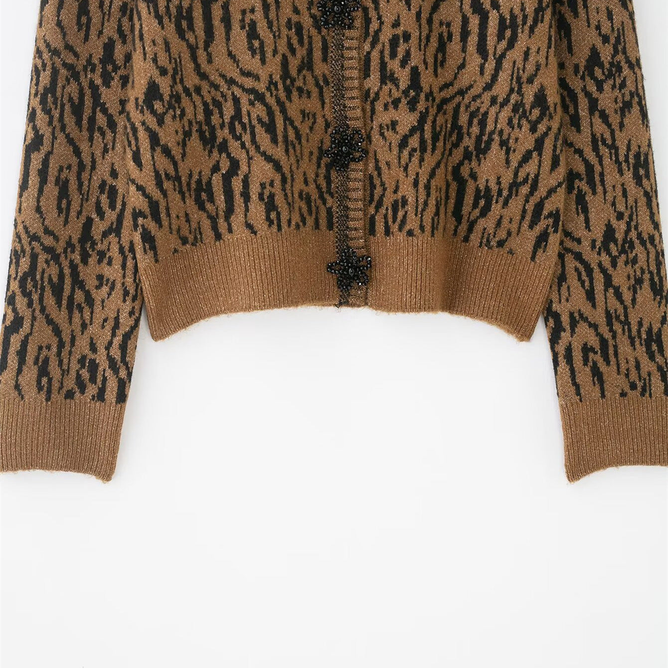 Animal jacquard knitted jacket