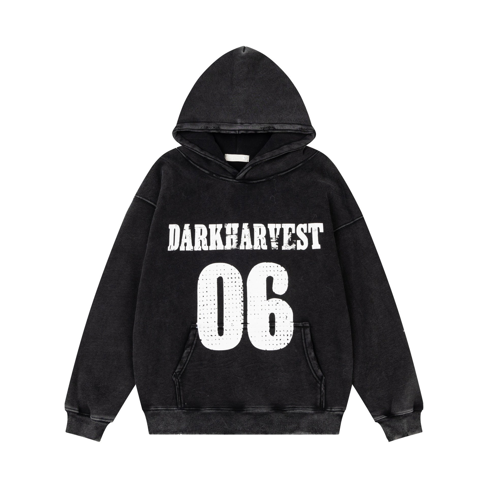 Washed printed hooded fleece hoodie