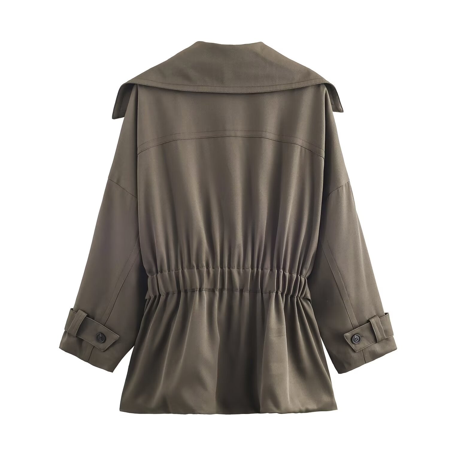 Straight waist belt flowing windbreaker jacket+mid waist pleated pants