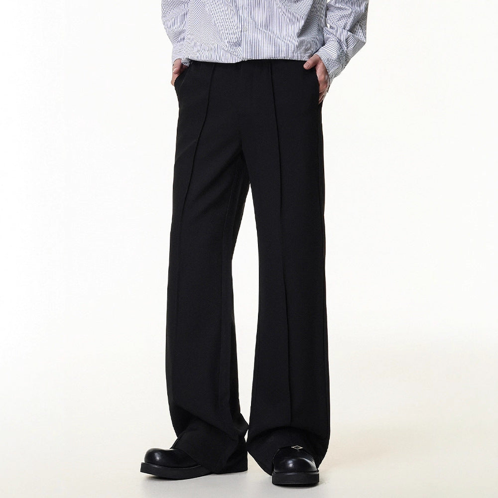 Black High-End Drape High-Waist Trousers for Men and Women